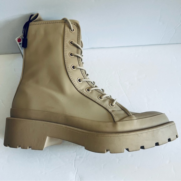Zara Tan Ankle Combat Boots Platform Size 8 - Picture 5 of 13